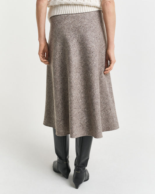 Flared Wool Midi Skirt