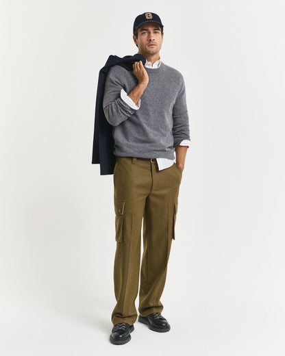 Relaxed Fit Wool Blend Cargo Pants