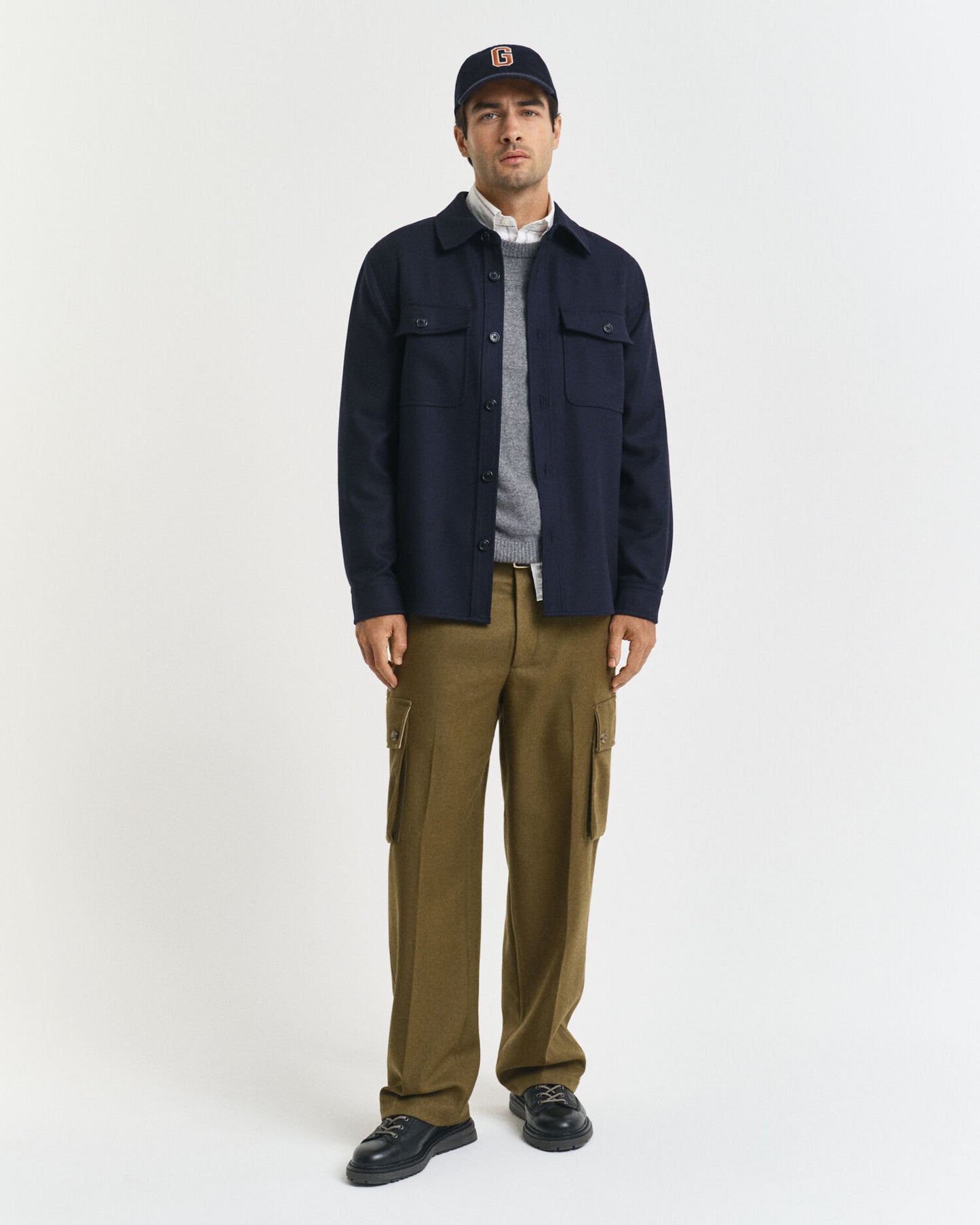 Relaxed Fit Wool Blend Cargo Pants