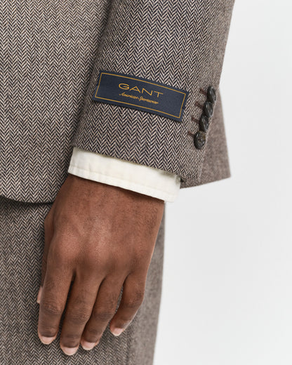 Slim Fit Flannel Herringbone Suit Jacket