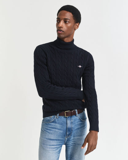 Cotton Cable Knit Turtleneck Sweater
