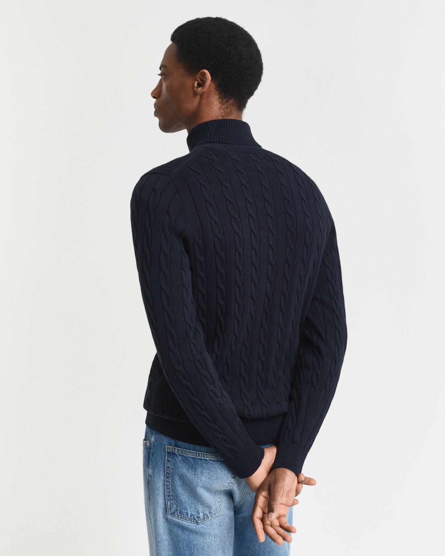 Cotton Cable Knit Turtleneck Sweater