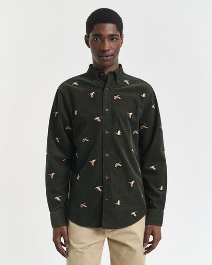Regular Fit Embroidered Corduroy Shirt