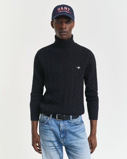 Cotton Cable Knit Turtleneck Sweater