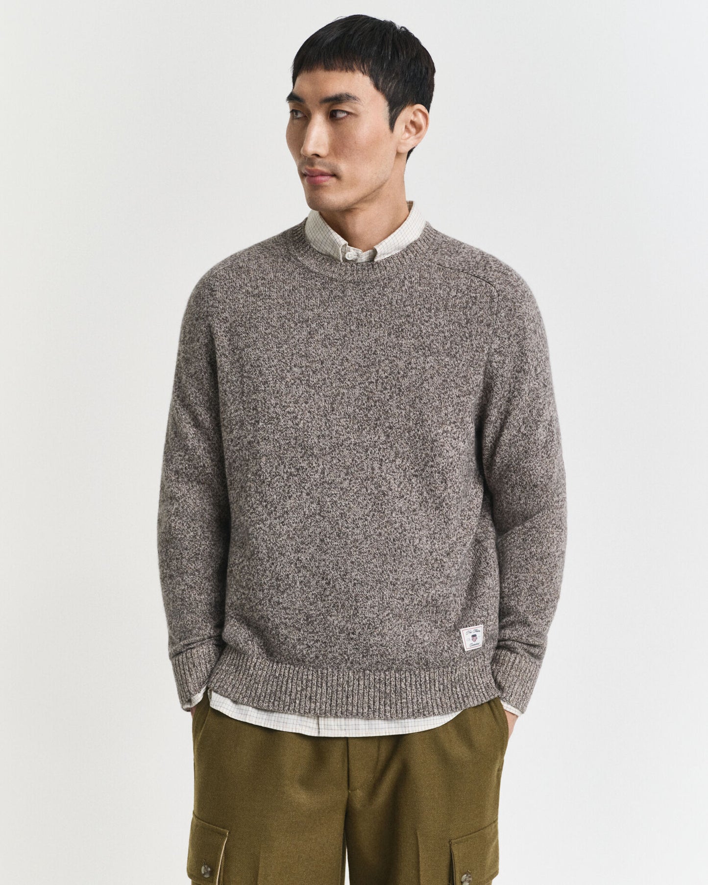 Wool Blend MoulineCrew Neck Sweater