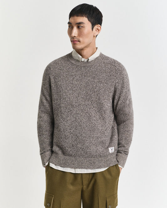 Wool Blend MoulineCrew Neck Sweater