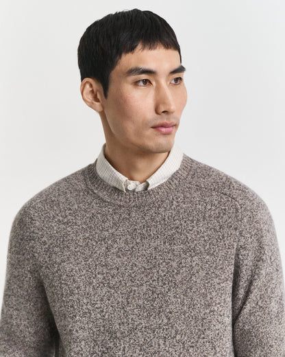 Wool Blend MoulineCrew Neck Sweater