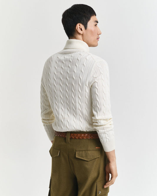 Cotton Cable Knit Turtleneck Sweater