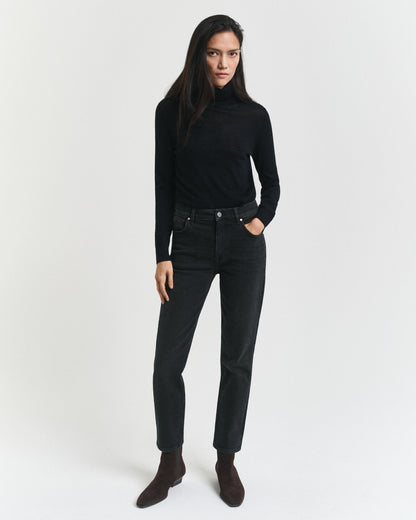 Slim Fit Cropped Black Jeans