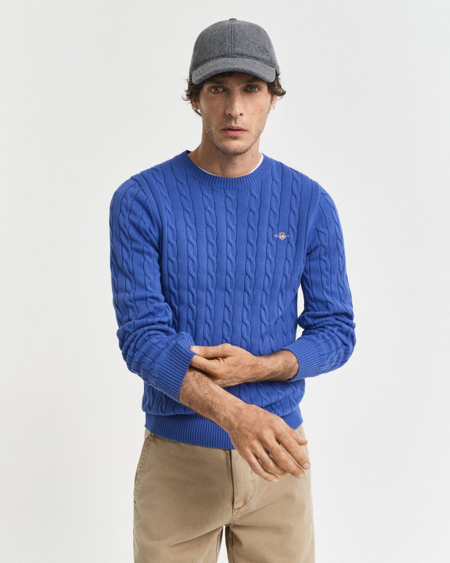 Cotton Cable Knit Crew Neck Sweater