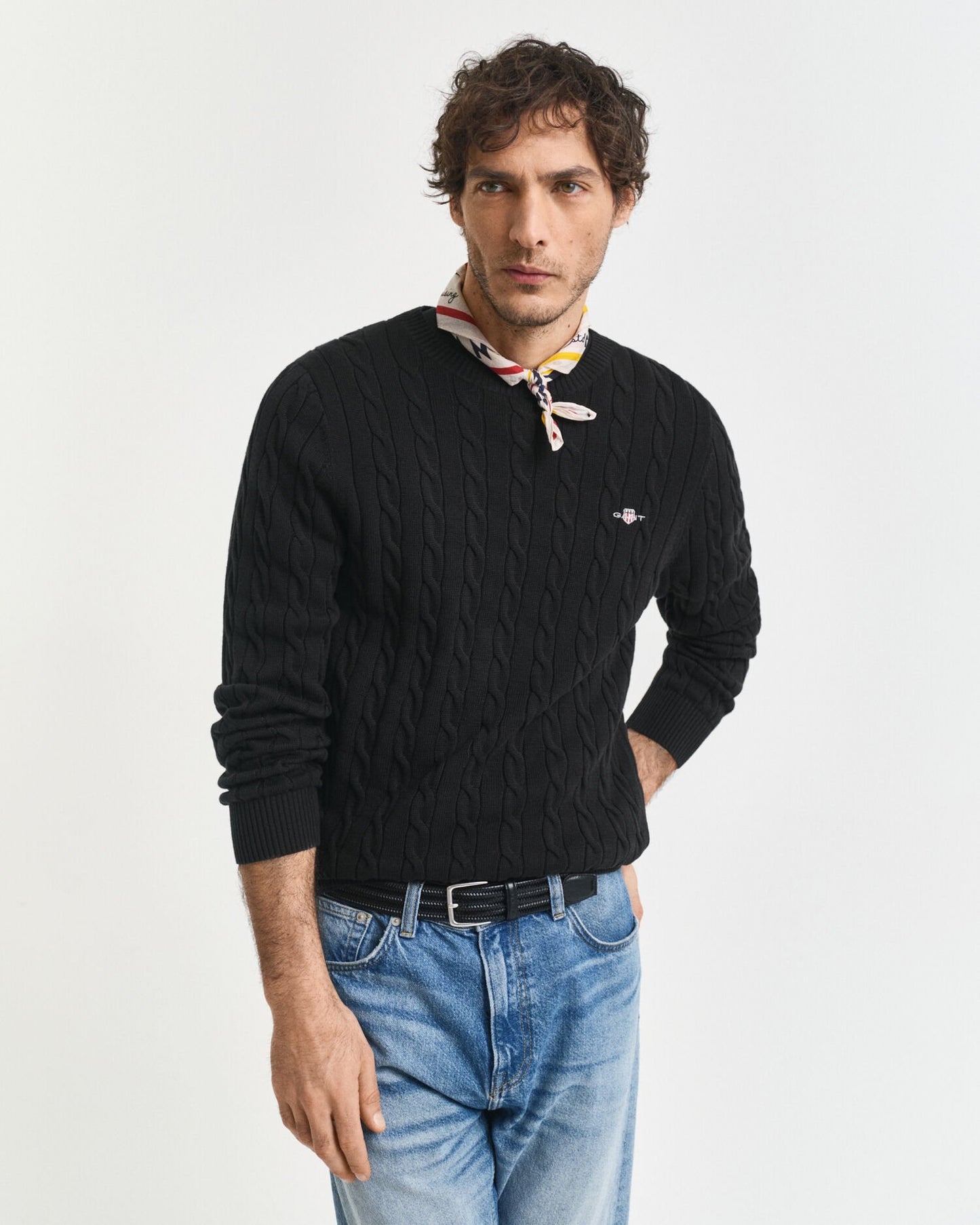 Cotton Cable Knit Crew Neck Sweater